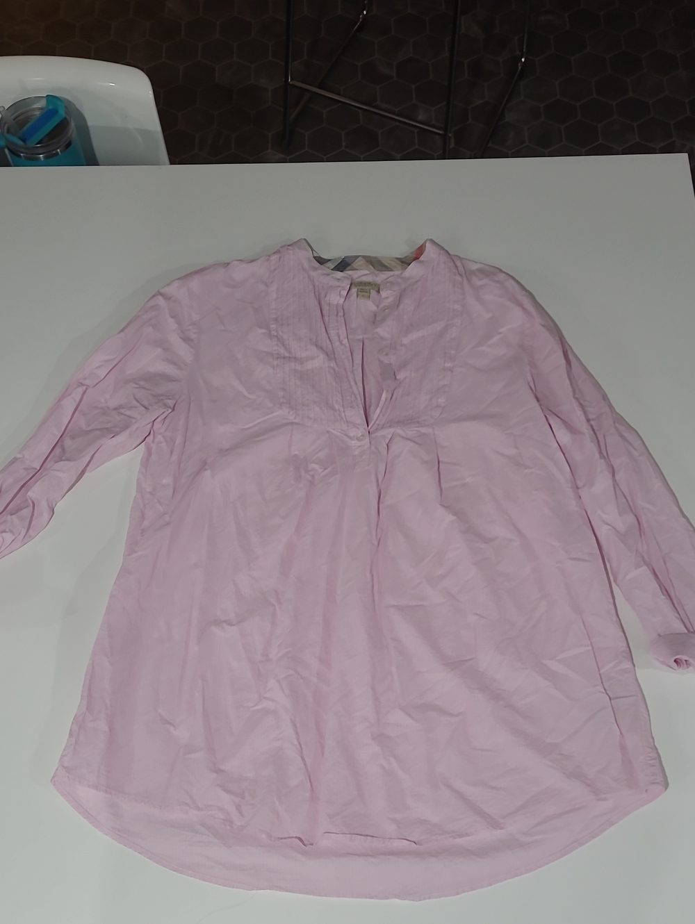 Burberry Pink Pintuck Tunic Top